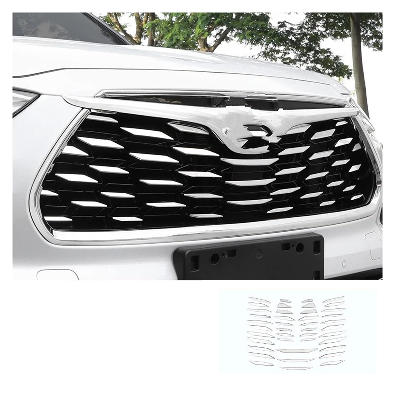 CQRBNE Front Bumper Grille Für Toyota Für Highlander XU70 2023 2021 2022 Auto Kühlergrill Dekoration Patch Net Alle Sterne Paste Auto-Frontgrill(Type N) von CQRBNE