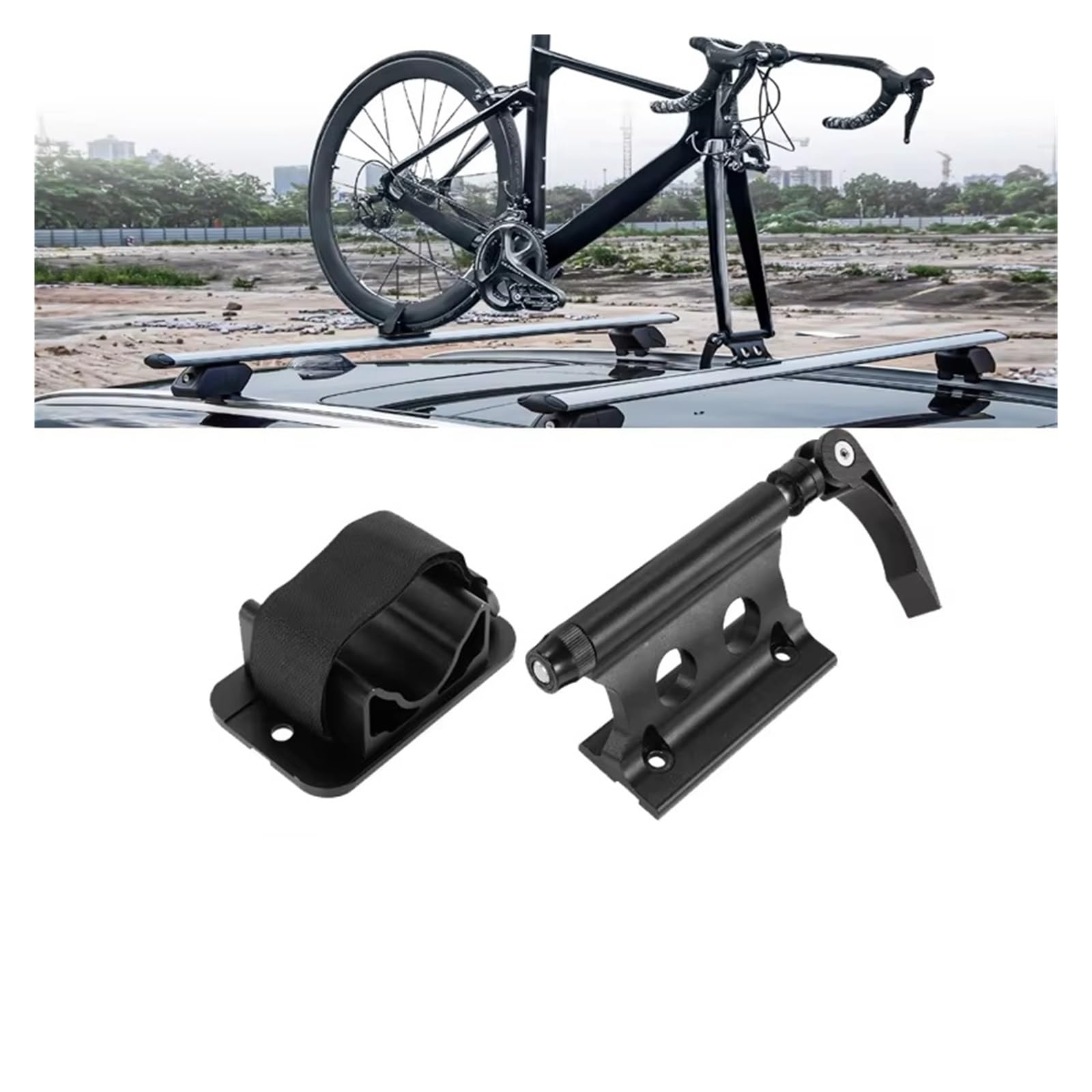 Gepäckablage Querträger Universal Fahrrad Gabel Rack + Hinterrad Halter Set Aluminium Gabel Rack Quick Release Dach Rack Für Dach Fahrrad Lagerung Dachreling Rack von CQRBNE