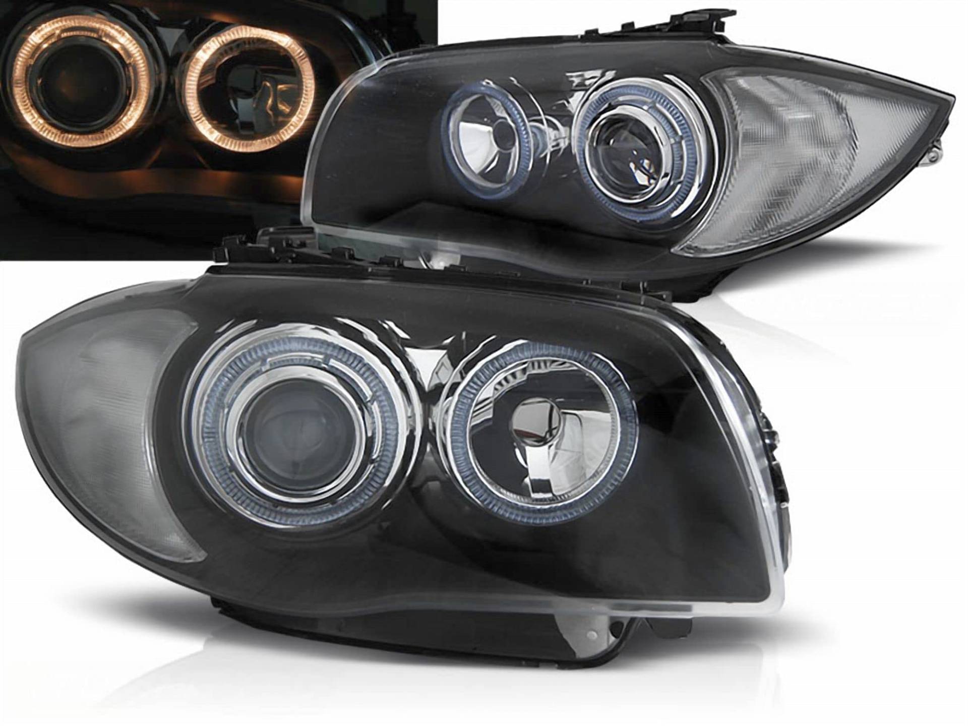 Angel Eyes Scheinwerfer Set für BMW 1 E87/E81/82/88 2004-11 schwarz von CR-Lights