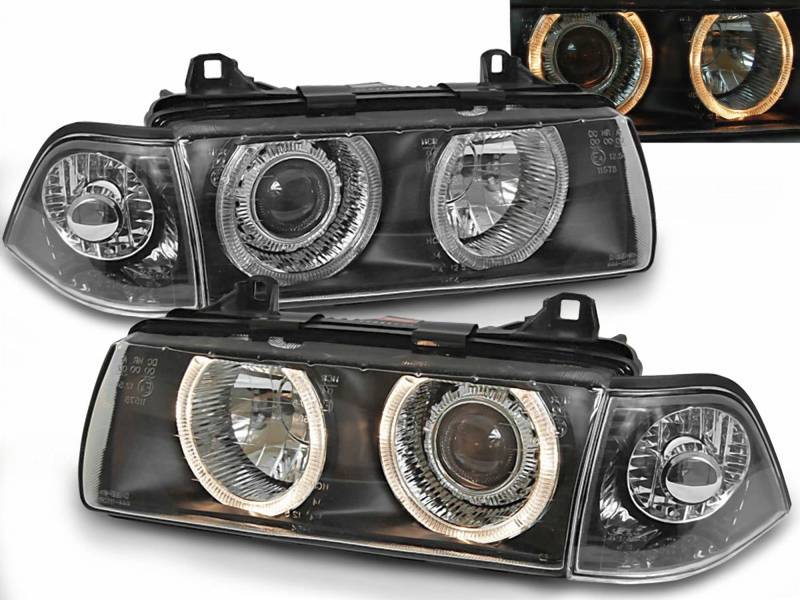 Angel Eyes Scheinwerfer Set in schwarz für BMW E36 12.1990-08.1999 von Tuning-Tec