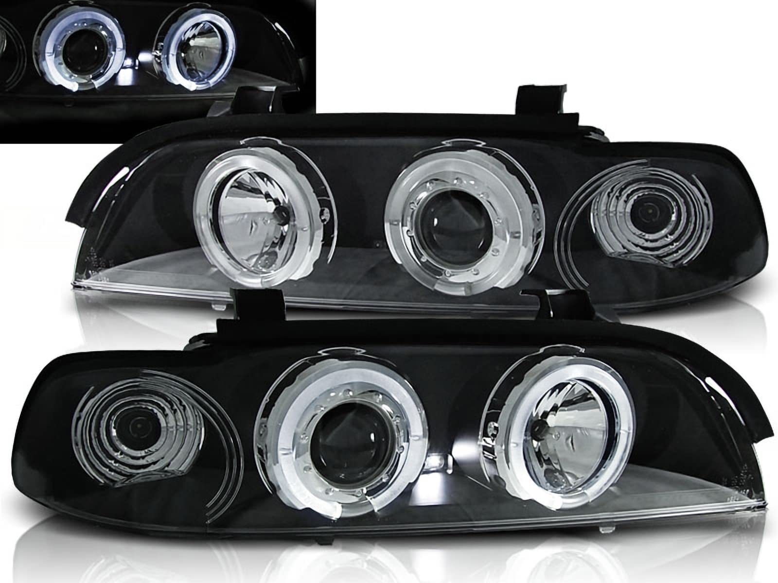 Angel Eyes Scheinwerfer Set in schwarz für BMW E39 09.95-06.2003 von CR-Lights