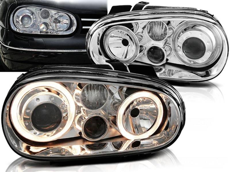 CR-Lights Angel Eyes Scheinwerfer Set für VW Golf 4 Typ 1J Bj. 1998-2003 chrom von CR-Lights