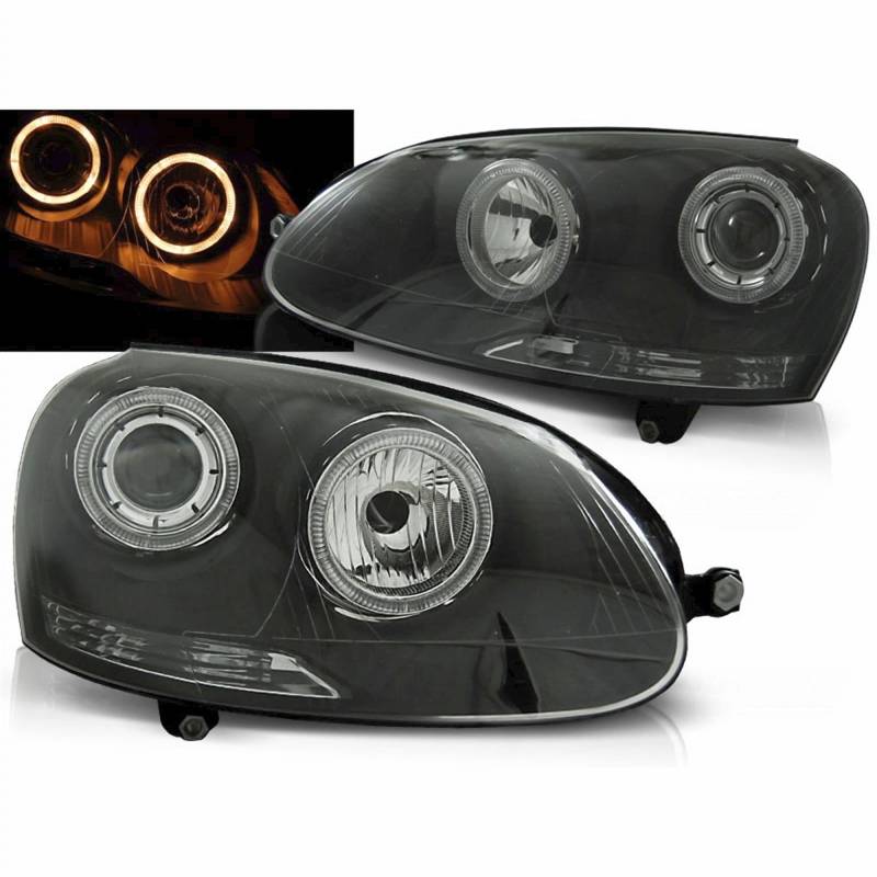 CR-Lights Angel Eyes Scheinwerfer Set in schwarz für VW Golf 5 10.2003-2009 von CR-Lights