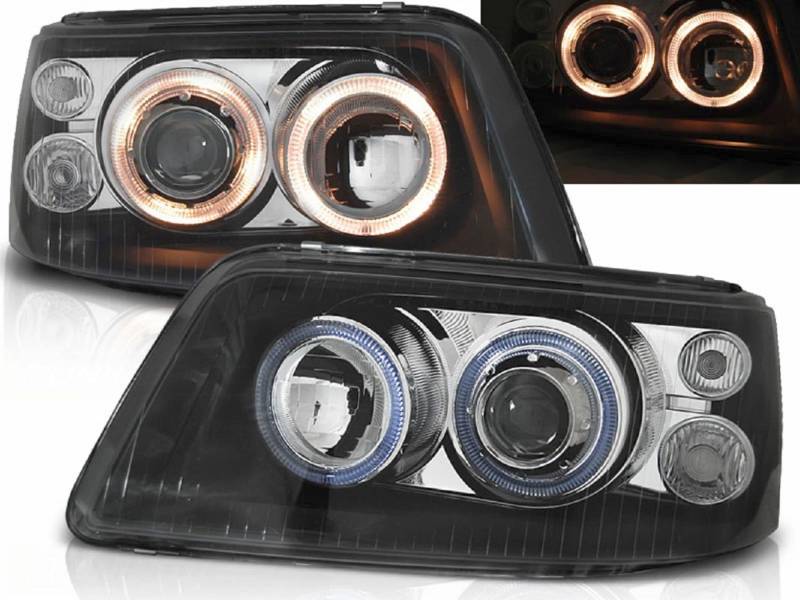 CR-Lights Angel Eyes Scheinwerfer Set in schwarz für VW T5 04.2003-08.2009 von CR-Lights