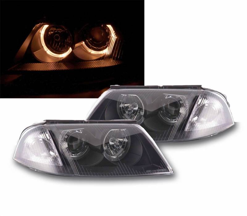 CR-Lights Angel Eyes Scheinwerfer für VW Passat 3BG B5 FL 09.2000-03.2005 schwarz von CR-Lights