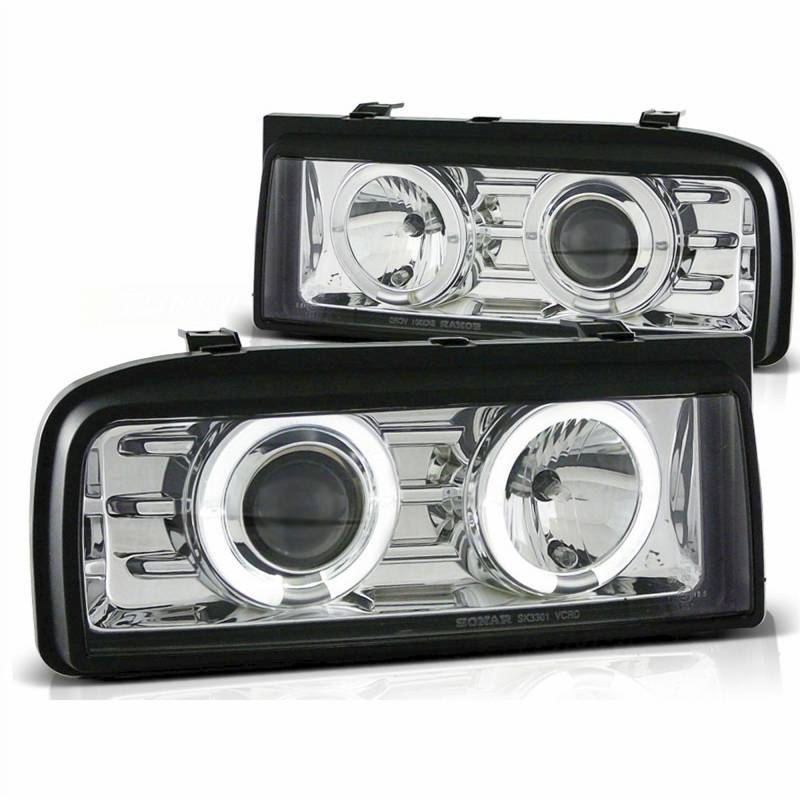 Tuning-Tec LED Angel Eyes Scheinwerfer Set in chrom für VW Corrado 1988-1995 von Tuning-Tec