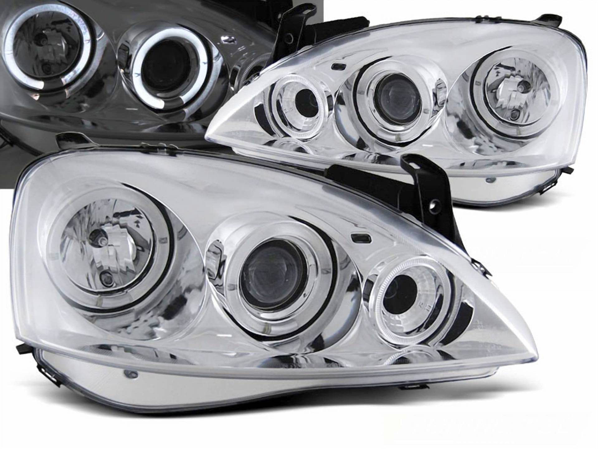 CR-Lights LED Angel Eyes Scheinwerfer für Opel Corsa C 01-06 chrom von CR-Lights