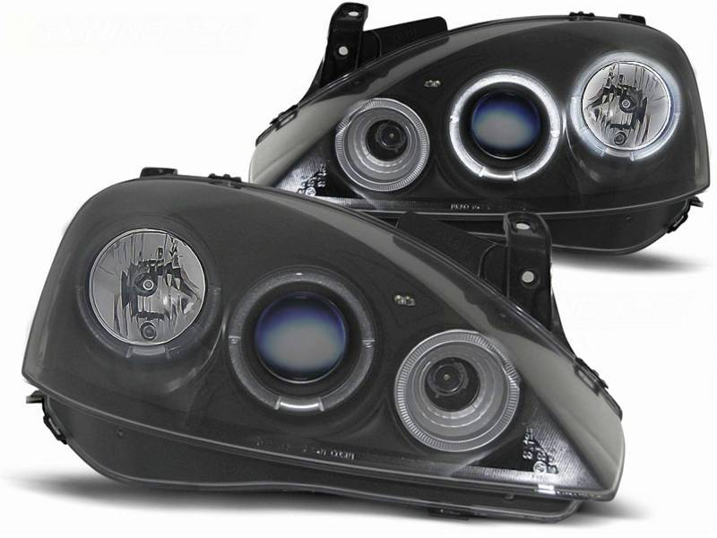 Tuning-Tec LED Angel Eyes Scheinwerfer für Opel Corsa C 2001-2006 schwarz von Tuning-Tec