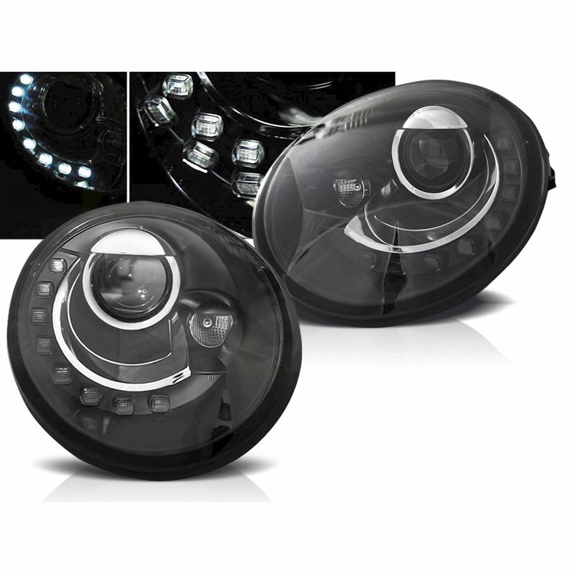 CR-Lights LED Scheinwerfer Set für VW New Beetle 1998-2005 schwarz H7 von CR-Lights