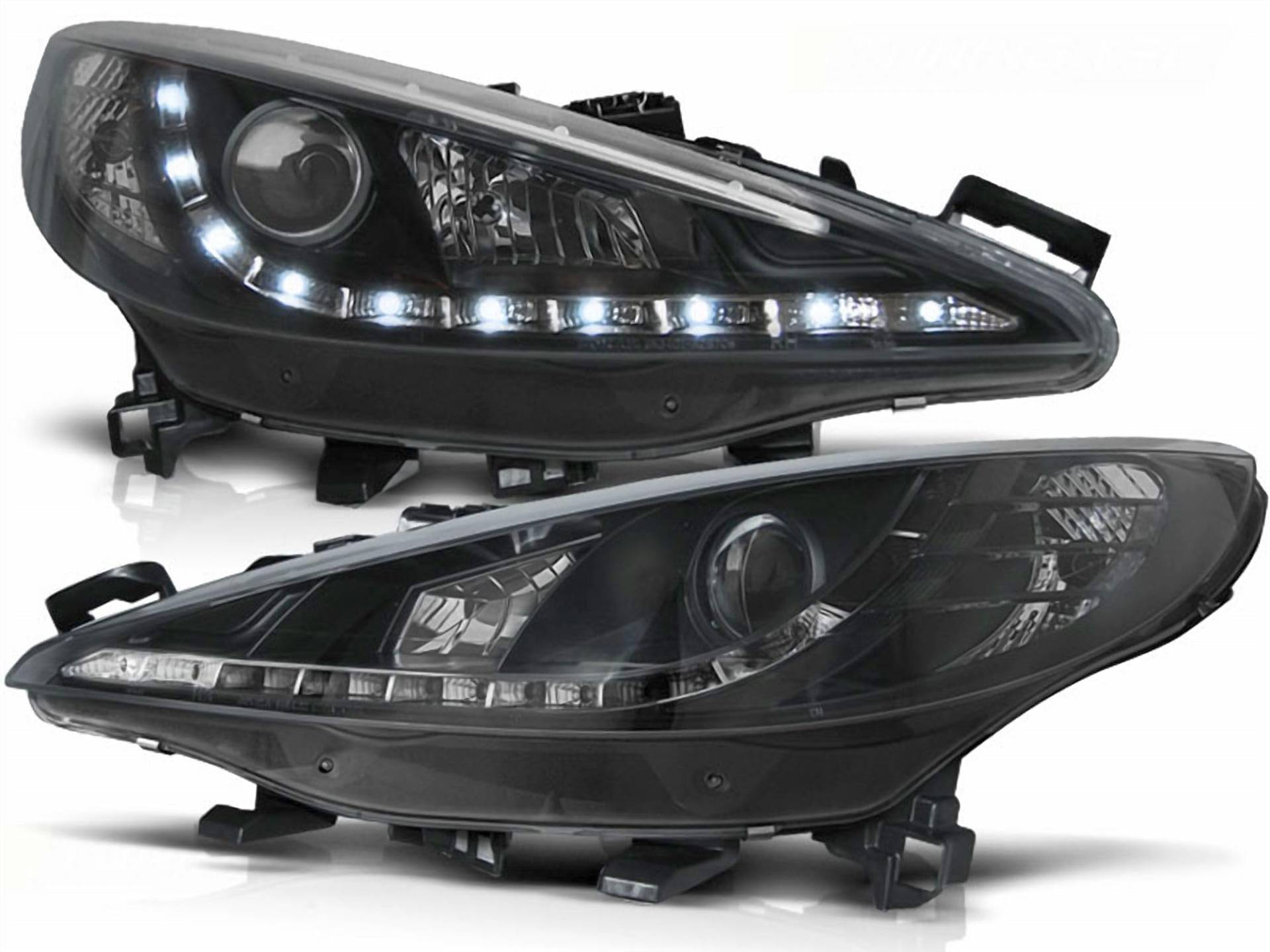 CR-Lights Led Scheinwerfer für Peugeot 207 inkl. Stellmotor schwarz 05.2006-06.2012 von CR-Lights