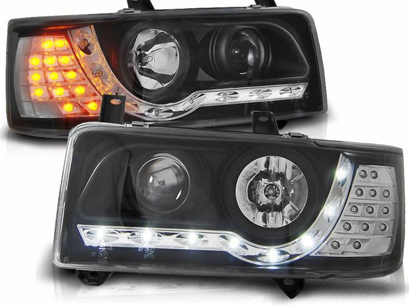 Tuning-Tec Led Scheinwerfer für VW T4 Bus 1990-2003 schwarz kurzer Vorderwagen von Tuning-Tec