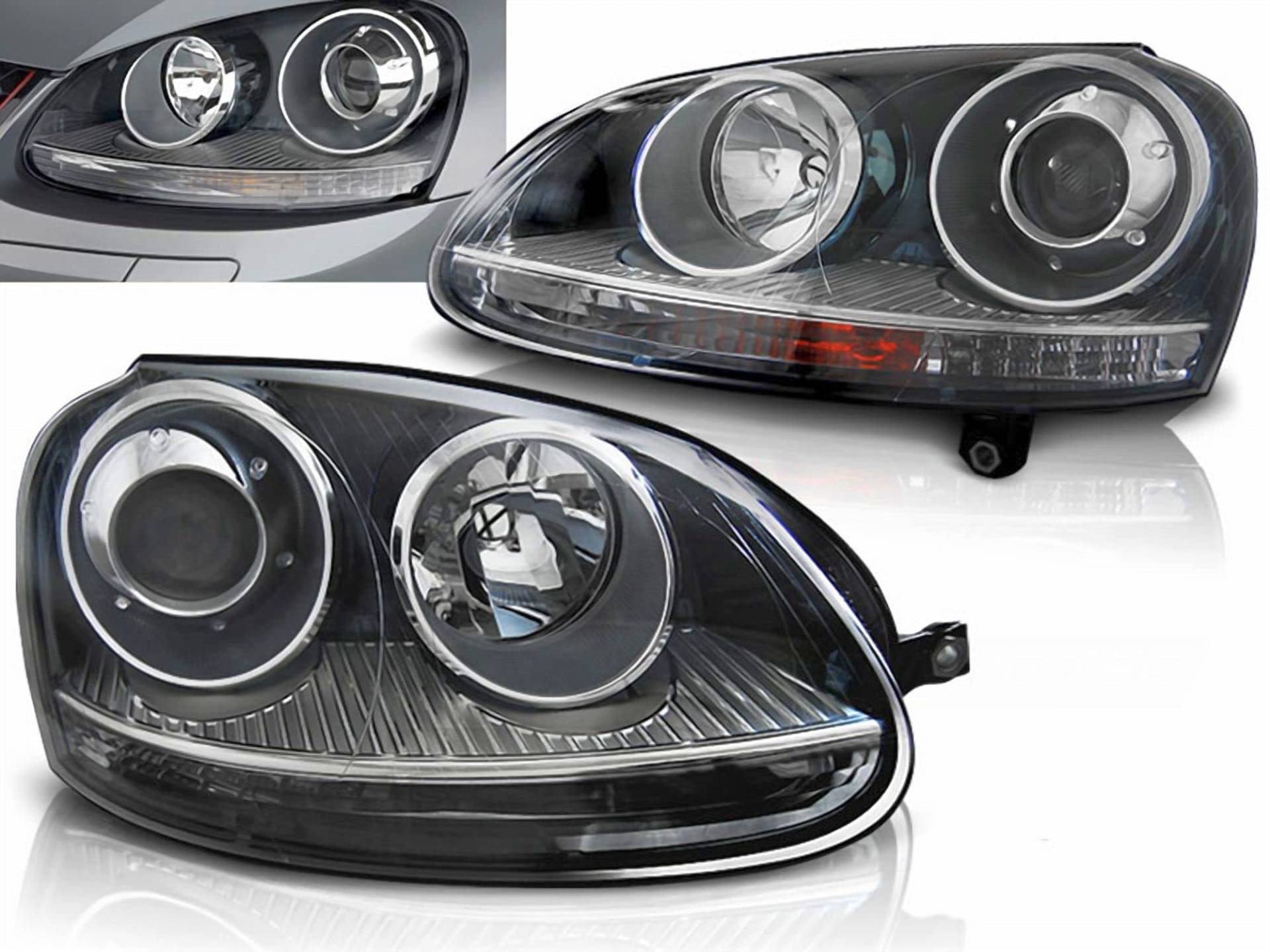 CR-Lights Scheinwerfer Set für VW Golf 5 V 2003-2007 schwarz silber Halogen von CR-Lights