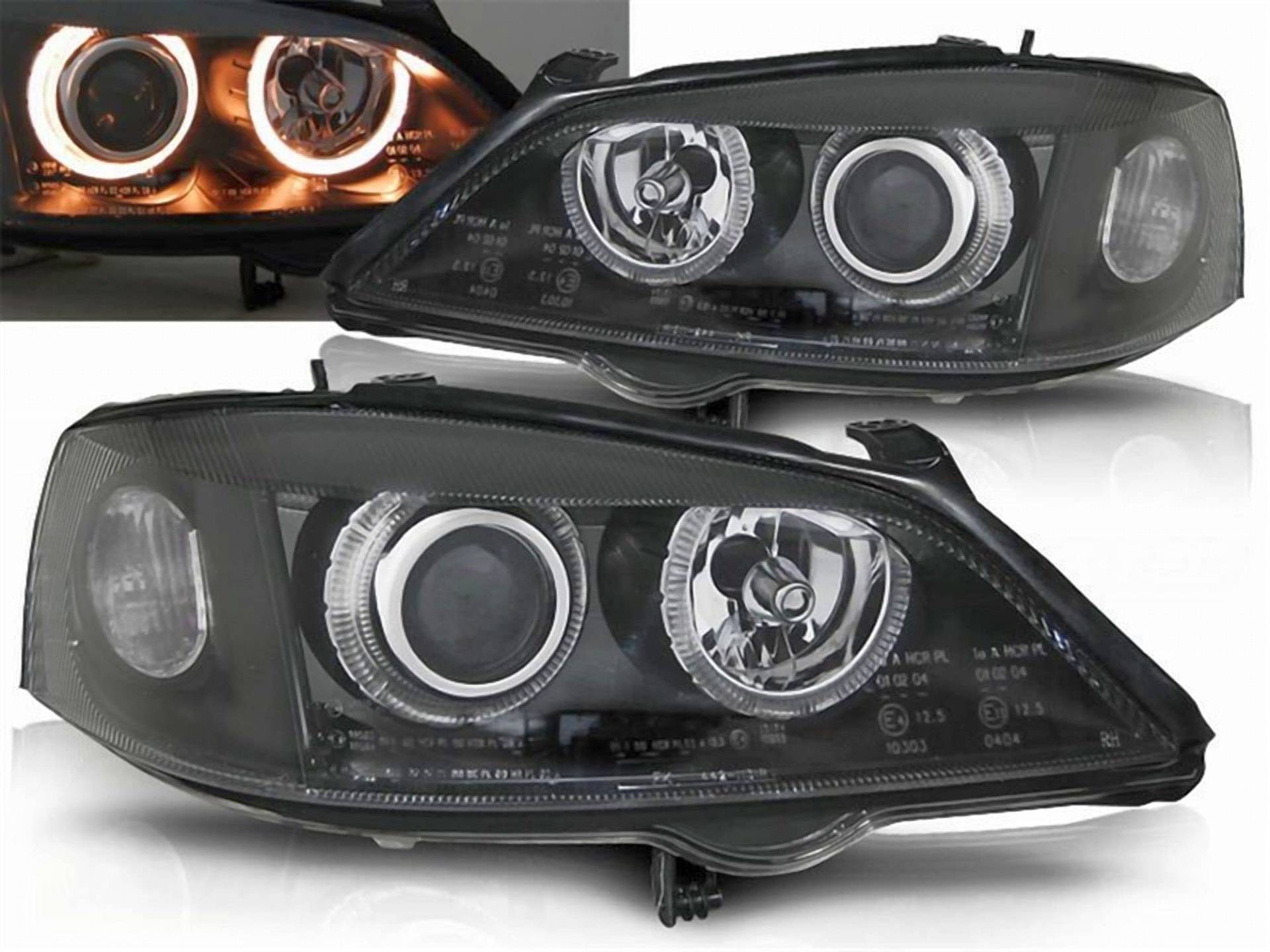 Tuning-Tec Scheinwerfer für Für Opel Astra G 1998-2004 Angel Eyes schwarz von Tuning-Tec