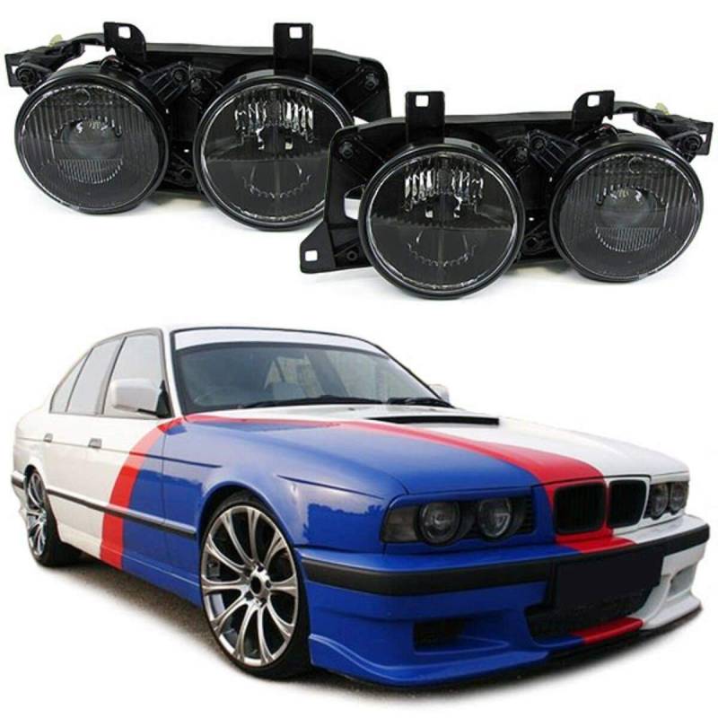 Doppel Scheinwerfer SET schwarz für BMW 5er E32 7er E34 1988-1995 von CR-Lights