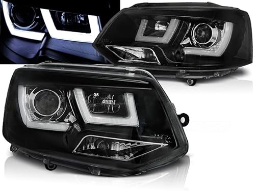 CR-Lights Led Tagfahrlicht Light Tube Scheinwerfer Set in schwarz für VW T5 GP 2010-2015 von CR-Lights