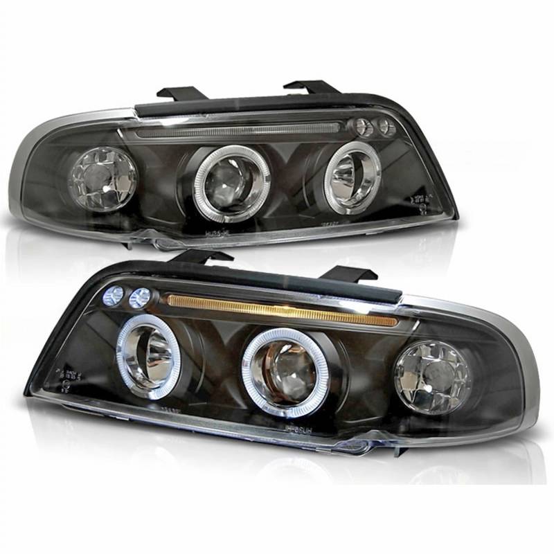 LED Angel Eyes Scheinwerfer Set in schwarz für Audi A4 11.1994-12.98 von CR-Lights