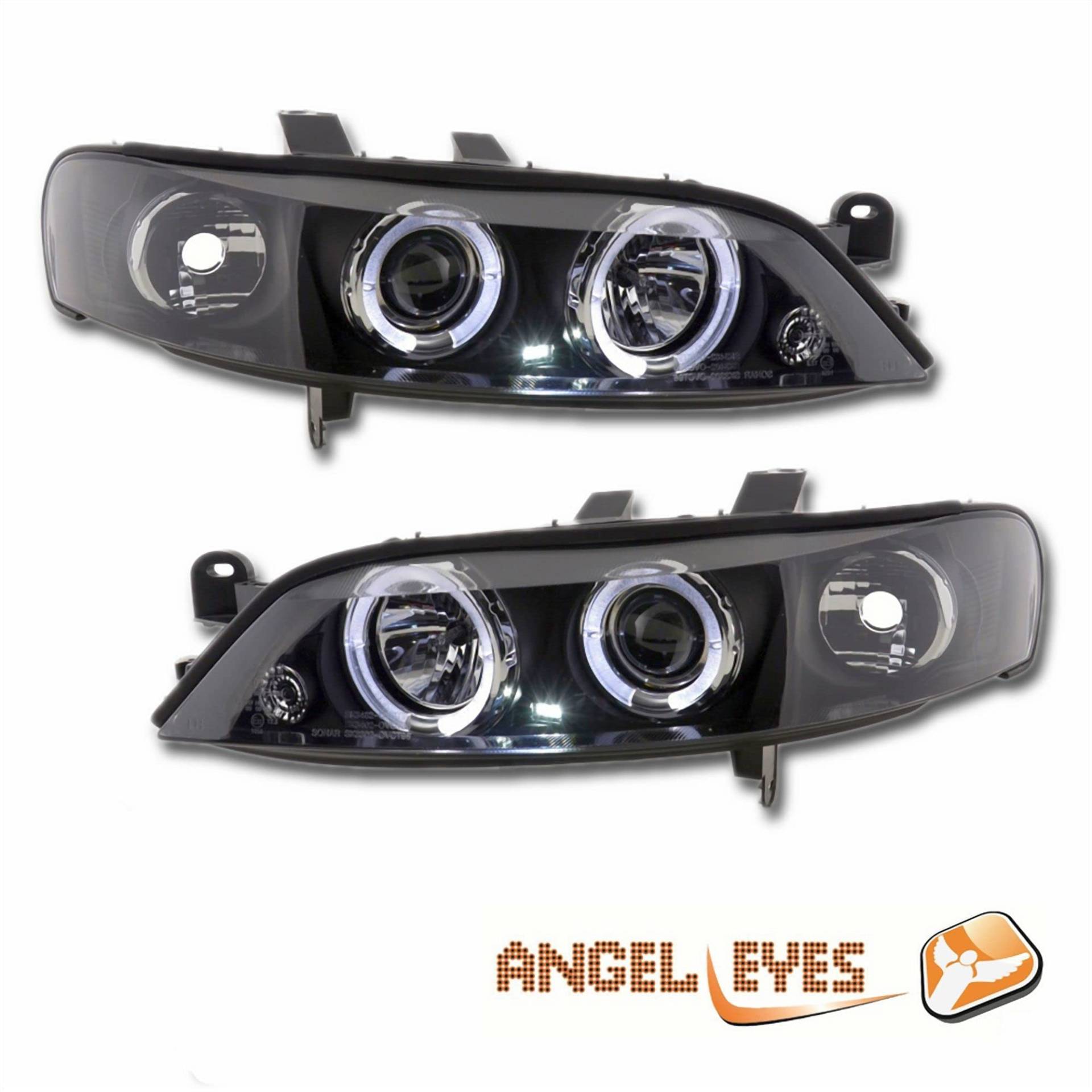 LED Angel Eyes Scheinwerfer Set in schwarz für Opel Vectra B 96-99 von Tuning-Tec