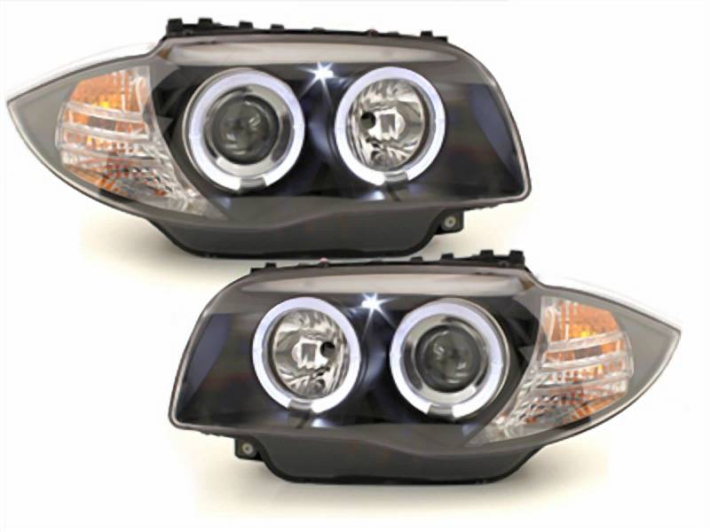 CR-Lights LED Angel Eyes Scheinwerfer für BMW 1er E87/81 2004-2011 schwarz, LPBM80 von Tuning-Tec