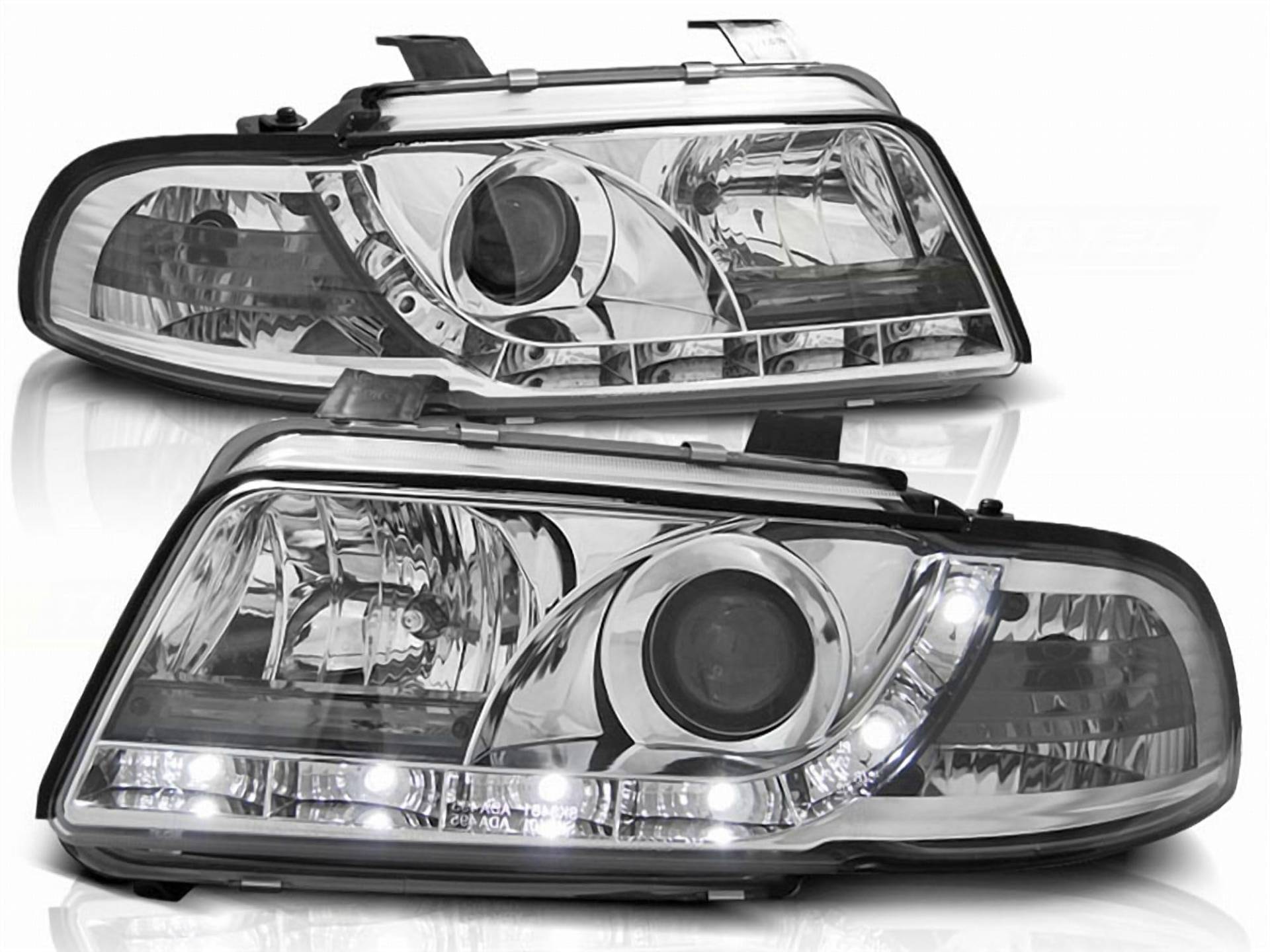 Scheinwerfer Set mit LED in chrom für Audi A4 B5 1995-1998 von CR-Lights