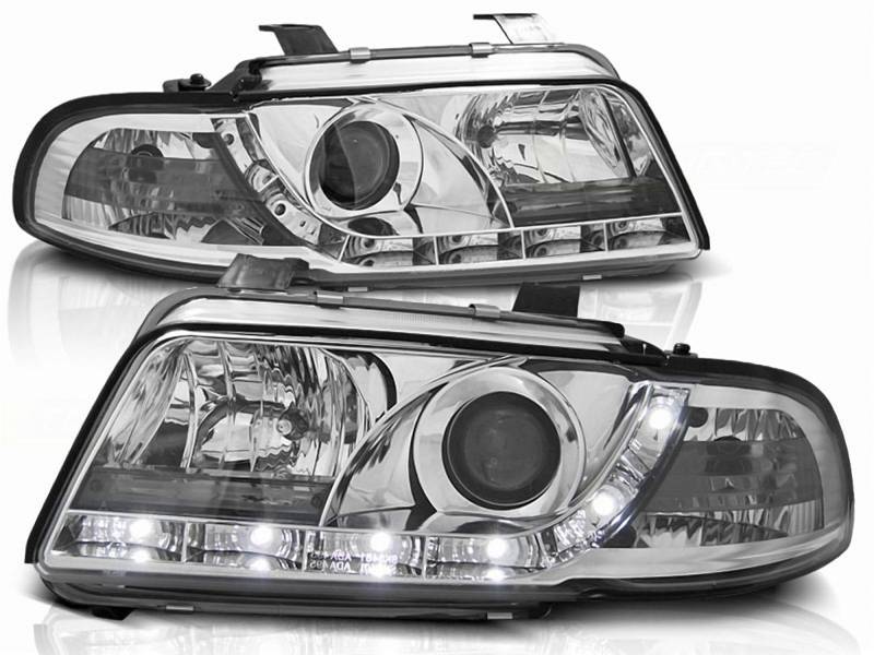 Scheinwerfer Set mit LED in chrom für Audi A4 B5 1995-1998 von CR-Lights