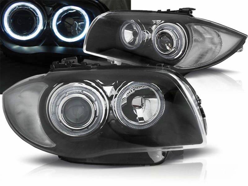 Scheinwerfer für BMW 1er E87 2004-07 Angel Eyes schwarz von CR-Lights