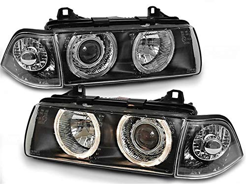 Scheinwerfer für BMW E36 Limousine 1992-1998 Angel Eyes schwarz von CR-Lights