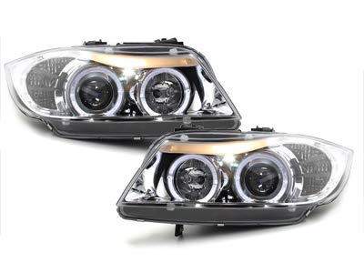 Scheinwerfer für BMW E90/E91 3er Angel Eyes chrom 03.2005-08.2008 von CR-Lights