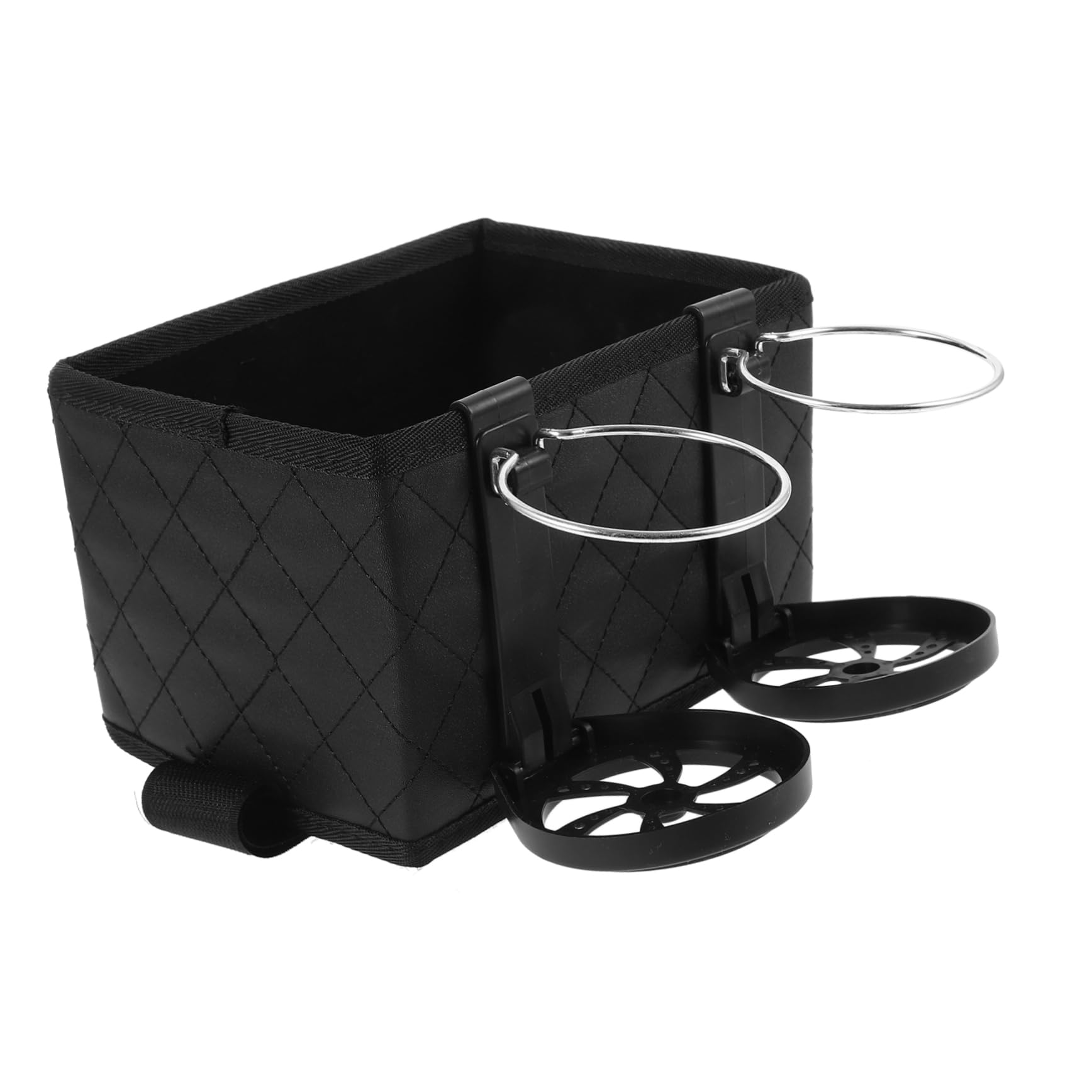 CRAFTHROU Kasten Auto Kleiderboxen Aufbewahrung Handlauf Automatten Autos Auto Organizer Rücksitz Auto Zubehör Armlehnen-Organizer Getränkehalter Im Auto Leder Black von CRAFTHROU