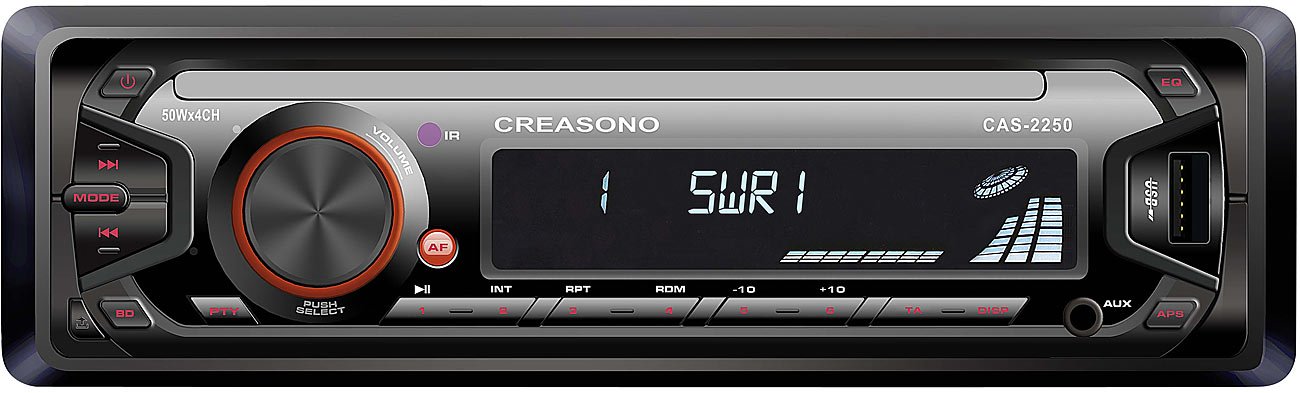 Creasono MP3-RDS-Autoradio CAS-2250 mit USB-Port & SD-Slot, 4X 45 W von CREASONO