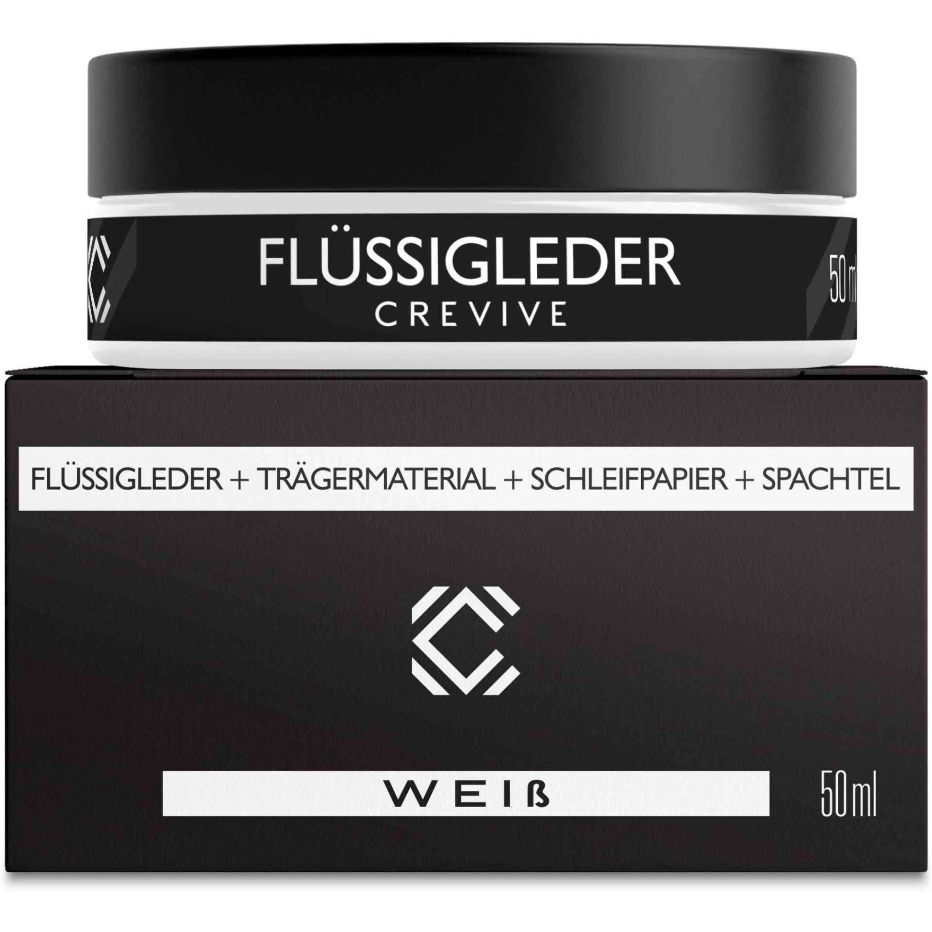 CREVIVE Flüssigleder Weiß 50 ml - Leder Reparatur Set Weiß - Kunstleder Reparaturset - Lederreparaturset für Sofa, Couch, Lenkrad, Autositze von CREVIVE