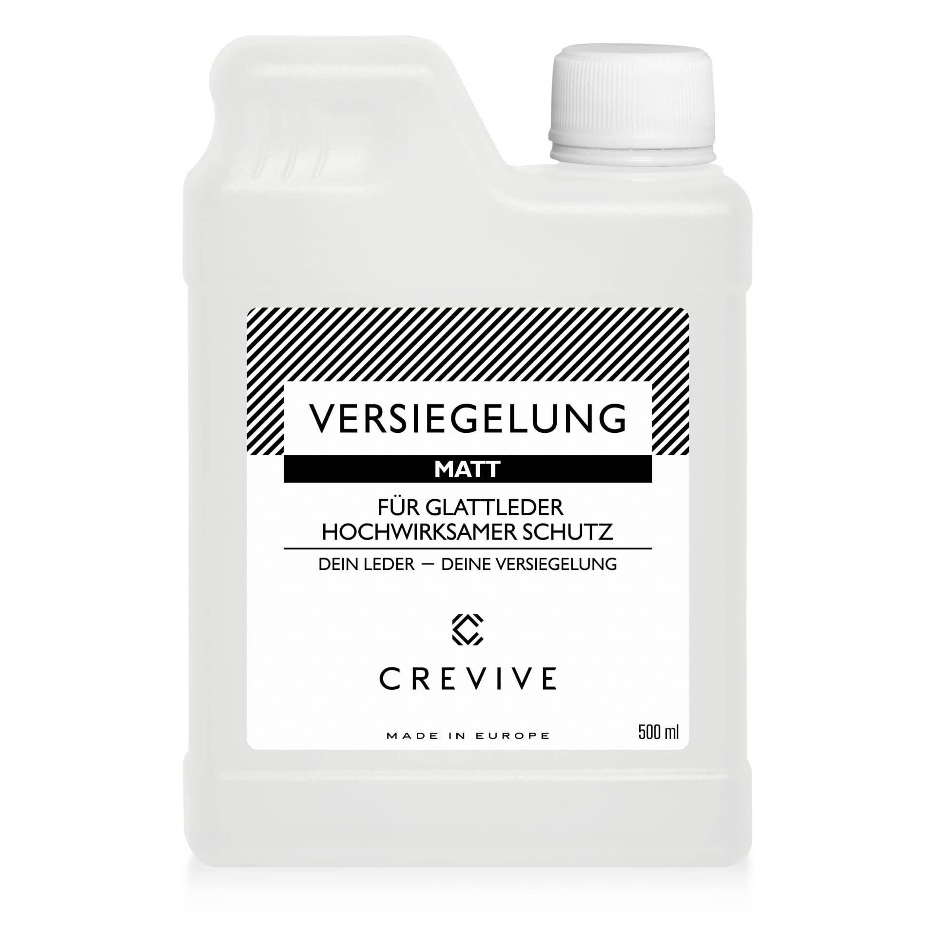 CREVIVE Leder Versiegelung 500 ml Glänzend oder Matt - Zum Schutz vor Verschmutzungen, wasserabweisend und zur Fixierung von Lederfarbe - Matt 500 ml von CREVIVE