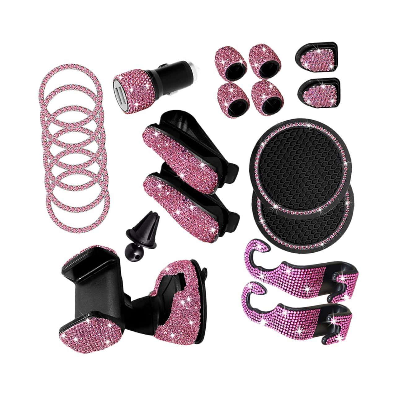 CRILSTYLEO 1 Satz Autoteile Autohaken Auto-gadgets Zubehör Fürs Auto Bling Dekor Im Autoinnenraum Autozubehör Schmuckset Autodekoration Auto-ladegerät Auto-diamant-zubehör Rosa Pvc von CRILSTYLEO