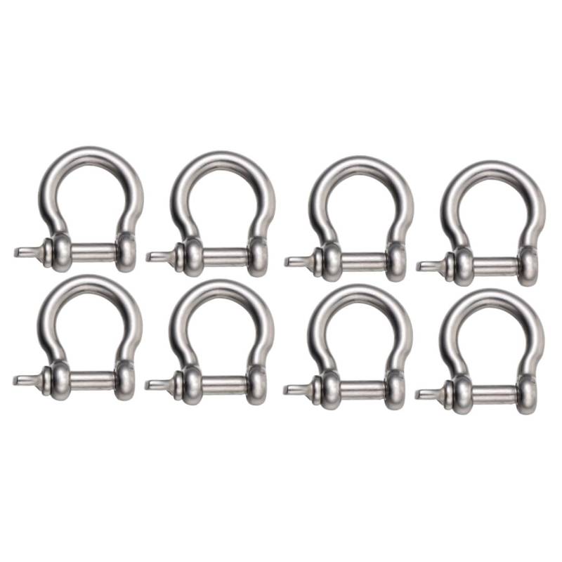 CRILSTYLEO 8 STK Bogenschnalle Windenring Abschleppösen Für Lastkraftwagen in Hufeisenform Deckenhaken, Robust D-Ring-schäkel 3/4 Gabelschäkel D-schäkel Kette Silver Rostfreier Stahl von CRILSTYLEO