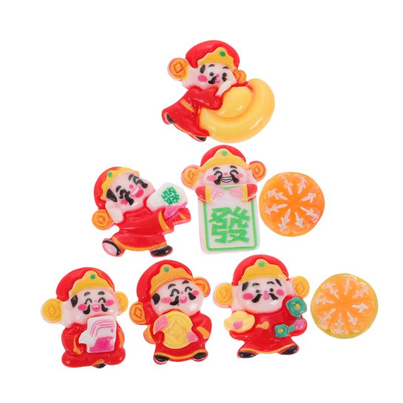 CRILSTYLEO 8 Stück Mini Des Reichtums Glückliches Auto Ornament Feng Shui Auto Armaturenbrett Dekoration Niedliche Orangefarbene Auto Armaturenbrett Statue Miniatur Wohlstandsgott von CRILSTYLEO