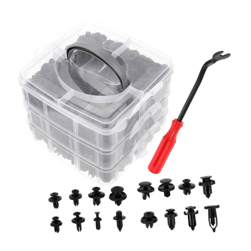 CRILSTYLEO Auto Stoßstangen Reparatur Clips Set Mit Demontage Werkzeug Push Retainer Fasteners Für Karosserie Universal Befestigungselemente Inkl Werkzeug Und von CRILSTYLEO