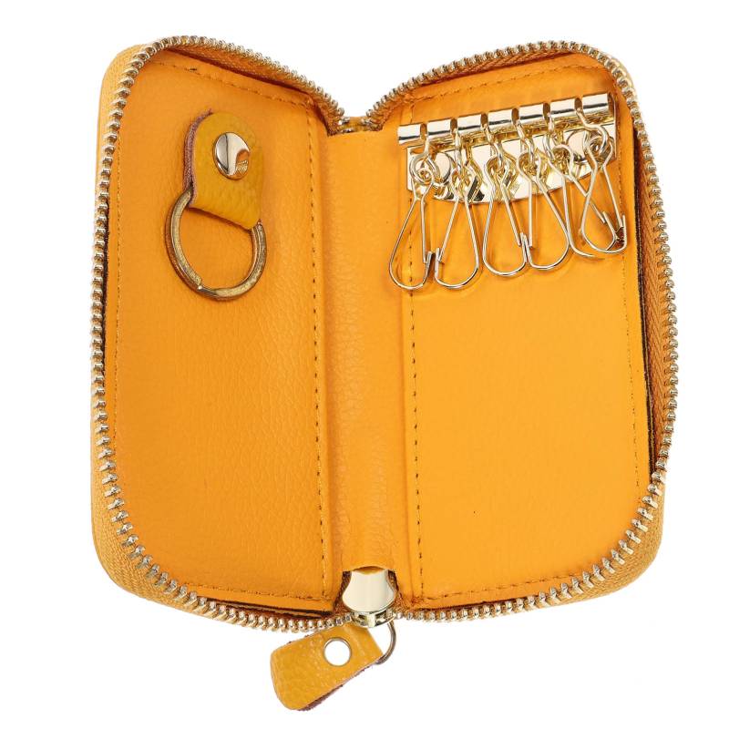 CRILSTYLEO Autoschlüssel-Organizer aus Leder autoschlüssel etui Auto schlüsselanhänger Cars schlüsselanhänger schlüsseltasche Brieftasche für Autoschlüssel Auto schlüssel Halter Yellow von CRILSTYLEO