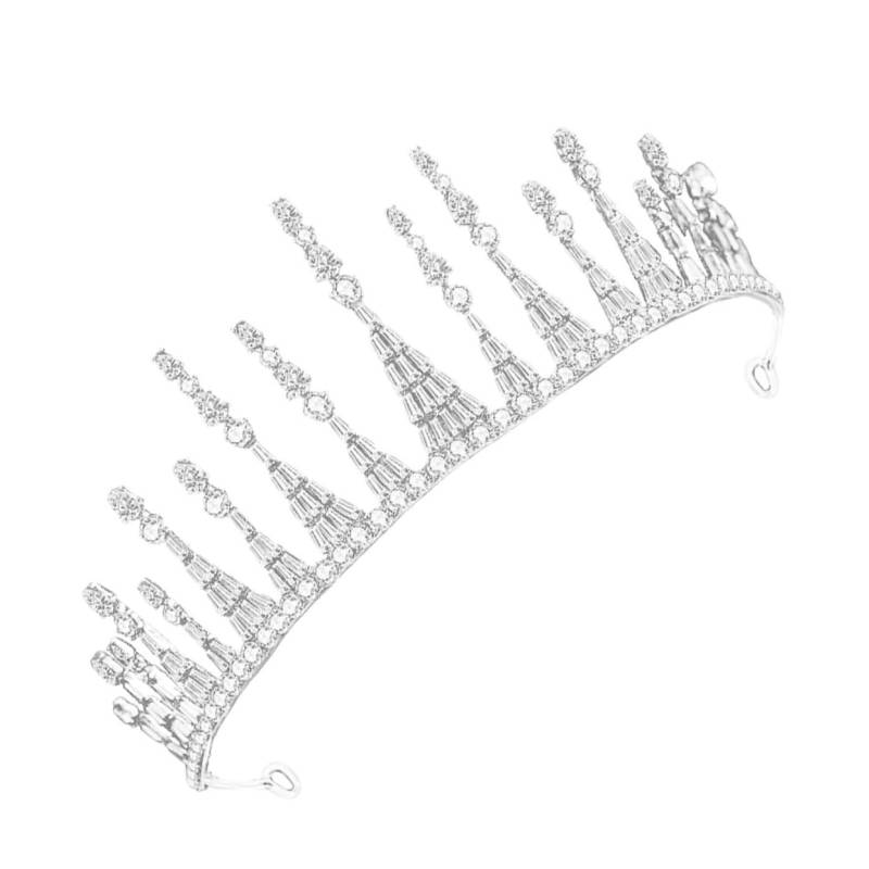 CRILSTYLEO Strass-Krone Haarschmuck aus Strass Strass-Kopfbedeckung barocke Tiara Hochzeitshaar die Krone Wedding Hair Accessories hochzeitskleider Brautkrone Kristall-Haarband Legierung Weiß von CRILSTYLEO