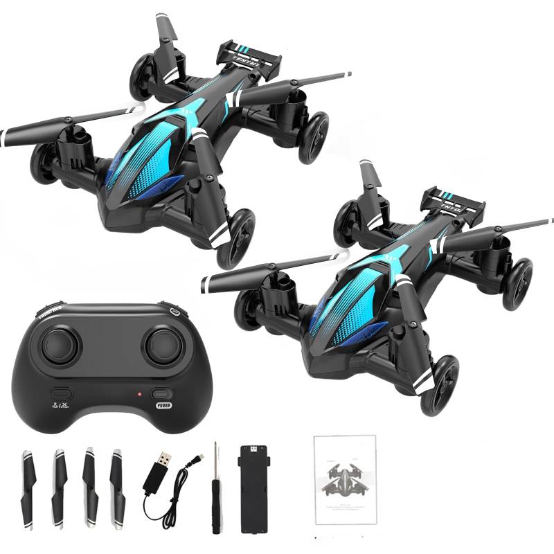 V11 Fernbedienung Air-Ground Dual-Mode-Spielzeug, Drohne fliegen Autos Quadcopter, Fernbedienung Auto und Drohne mit 360° Rollen, LED-Licht, Geschwindigkeitsschalter /394 von CRMKYLWPZ