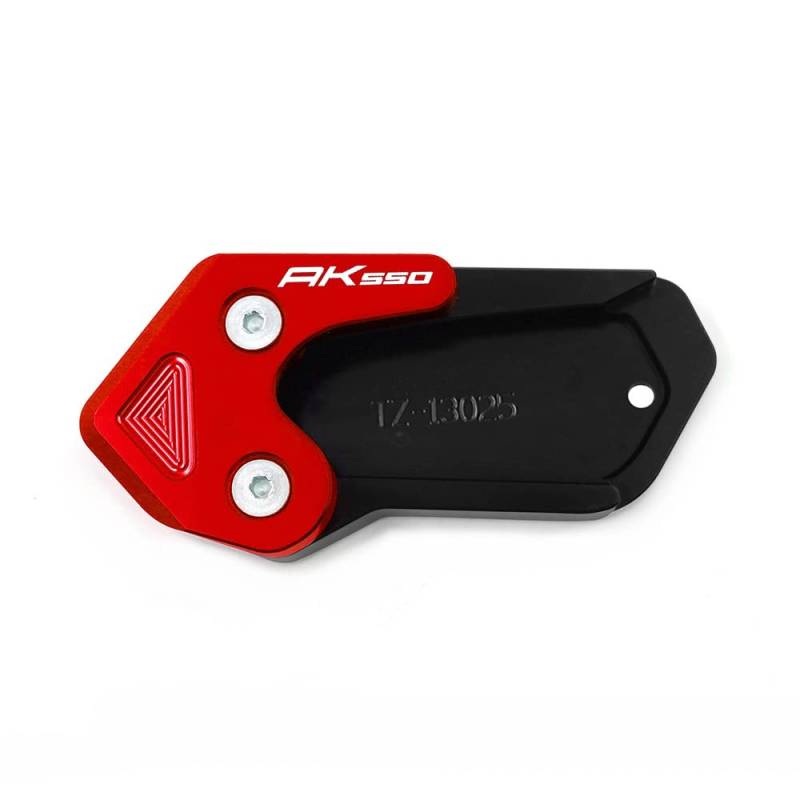 Motorradzubehör AK550 Motorrad Kickstand Extension Pad Fuß Seitenständer Vergrößern Stützplatte Für KYMCO AK550 AK 550 2017-2023 (Color : Red-with Logo) von CROOFF