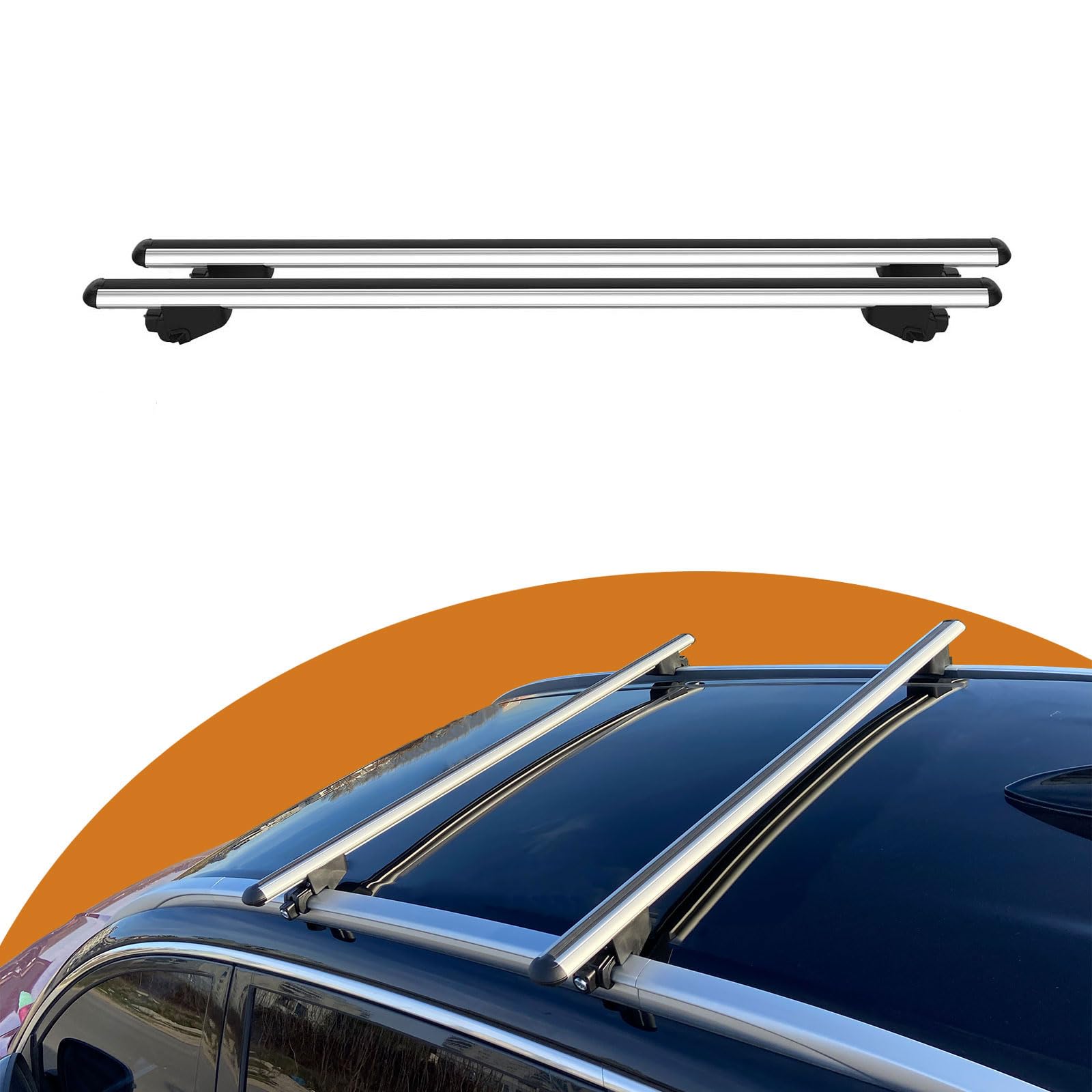 Cross Auto Accessories-Dachgepäckträger Kompatibel Mit Audi A4 Avant (B8) 2007-2015; Aluminium Abschließbare- Dachträger Für Autos Mit Bündigen Dachschienen, 2 Pcs Grau von CROSS AUTO ACCESSORIES