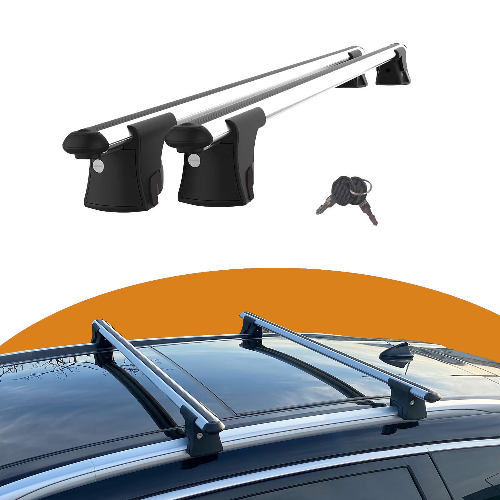 Cross Auto Accessories-Premium Dachträger Kompatibel Mit Audi A4 Allroad (B8) 2009-2015; Dachreling, Abschließbarer Querträger Für Erhöhte Dachschienen, 2 Pcs Grau von CROSS AUTO ACCESSORIES