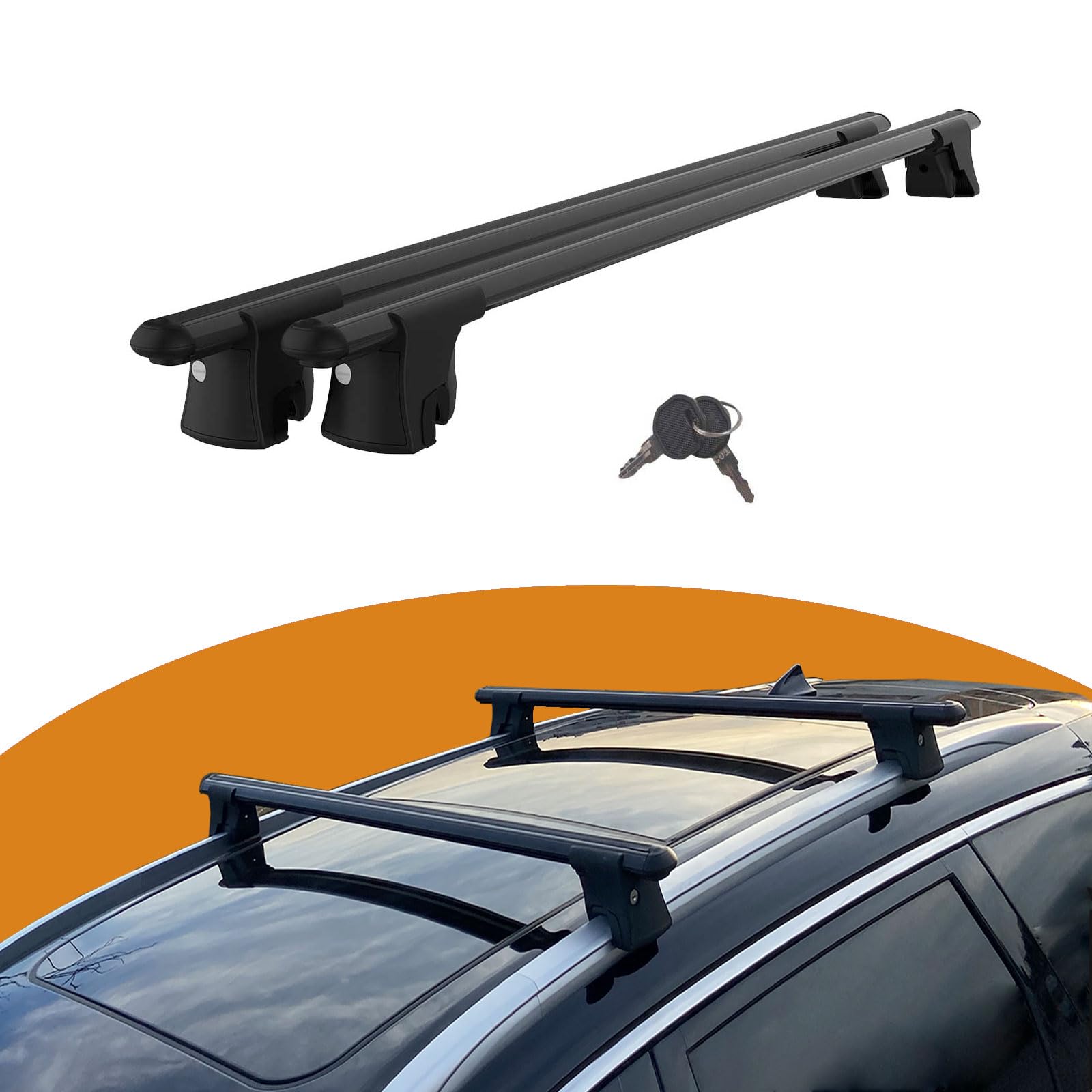 Cross Auto Accessories-Premium Dachträger Kompatibel Mit Ford Focus Active Hb/Sw/Estate 2019-2023; Querträger, Abschließbarer Träger Für Geschlossen-Spülung Dachschienen, 2 Pcs Schwarz von CROSS AUTO ACCESSORIES