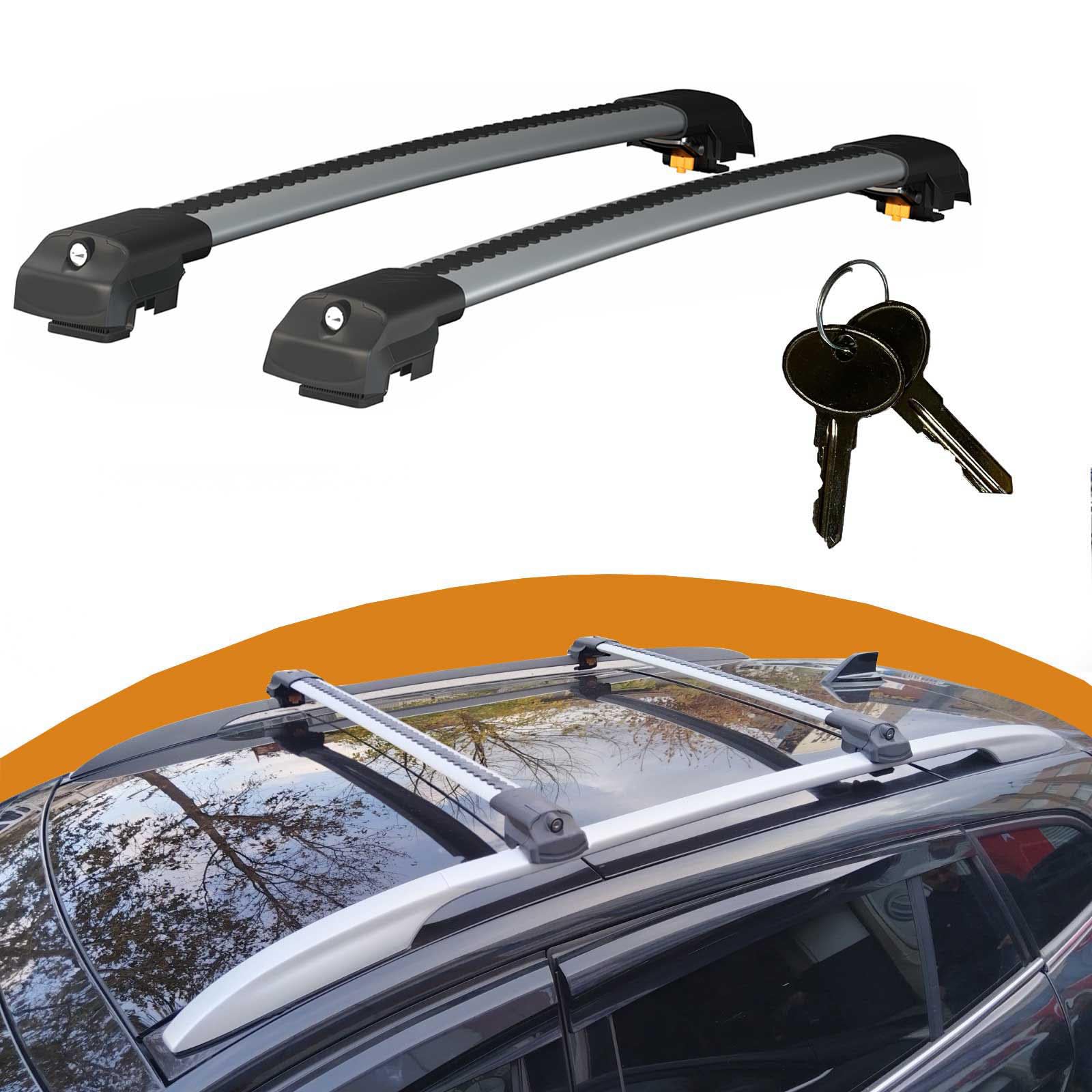 Cross Auto Accessories-Querträger Kompatibel Mit BMW X6 2008-2014; Dachträger Für Autos Mit Dachreling, Abschließbar Aluminium Schienen Träger, 2 Pcs Grau von CROSS AUTO ACCESSORIES