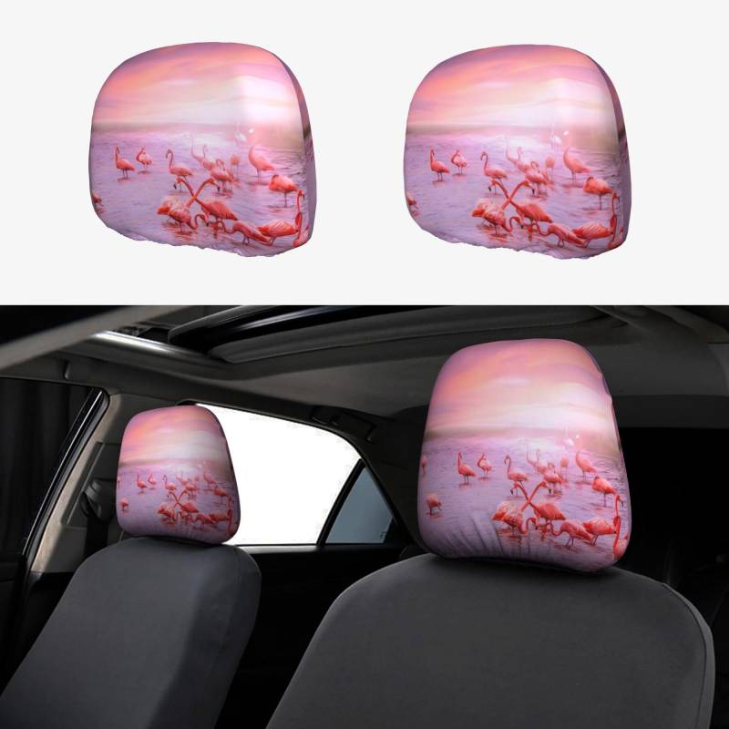 CRPPSYYR Autositz-Kopfstützenbezug, bedruckt, Motiv: rosa Flamingos, 2 Stück von CRPPSYYR