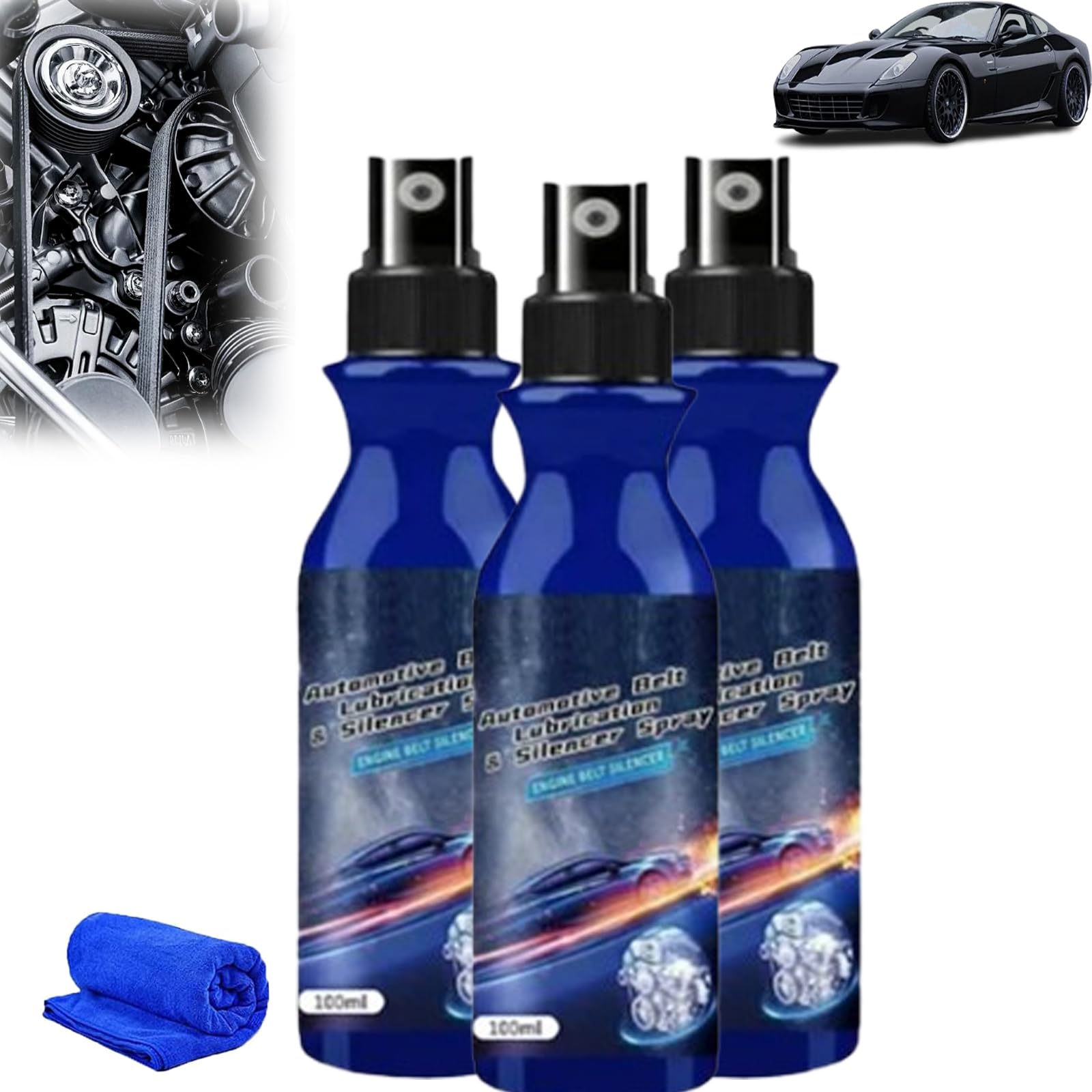 Automotive Belt Lubrication & Silencer Spray, 100ml Automobile Engine Belt Conditioner, Belt Dressing Spray Automotive, Car Belt Noise Spray, Car Belt Squeak Spray (3PCS) von CRTZHA