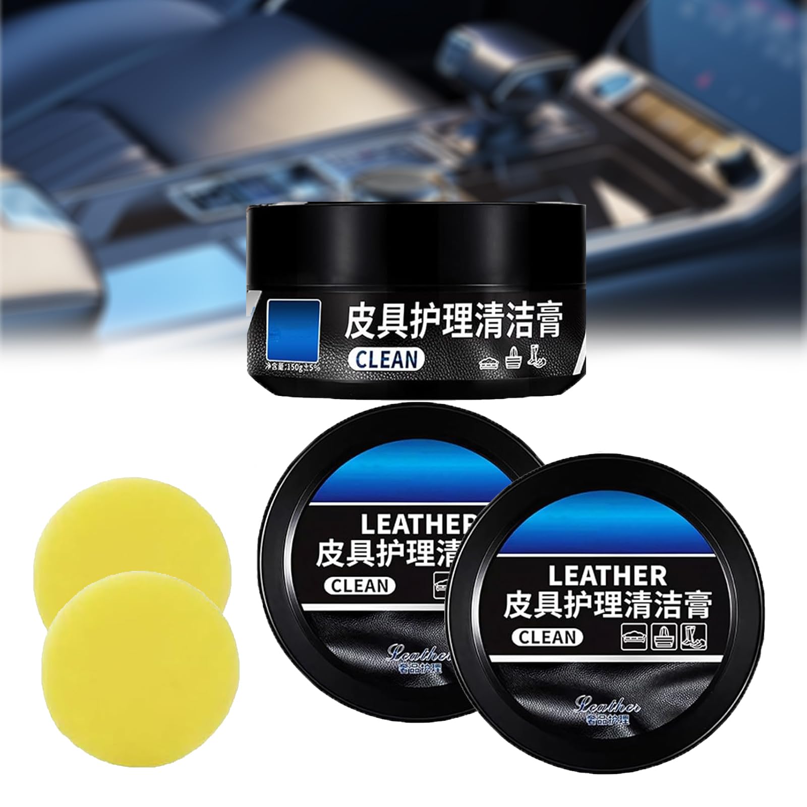 Leader Cleaning and Care Cream & Cleaning Paste for Leather Care, Automotive Interior Leather Cleaning Cream, Cleans Conditions and Restores Leather Surfaces, for Car, Furniture (2PC) von CRTZHA