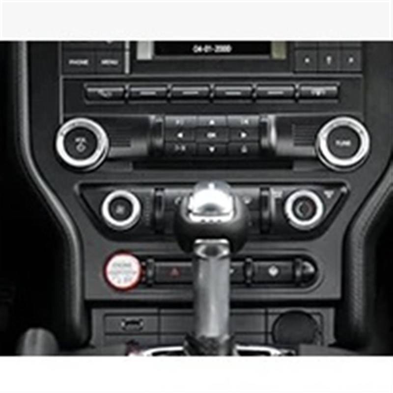 Auto Bedienfeld Für Ford Für Mustang 2015-2023 AC Control Schalter Taste Trim Volumen Einstellen Knopf Aufkleber Zentrale CD Panel Abdeckung Auto Mittelkonsole Panel(5pc 4996) von CRUBVQQ