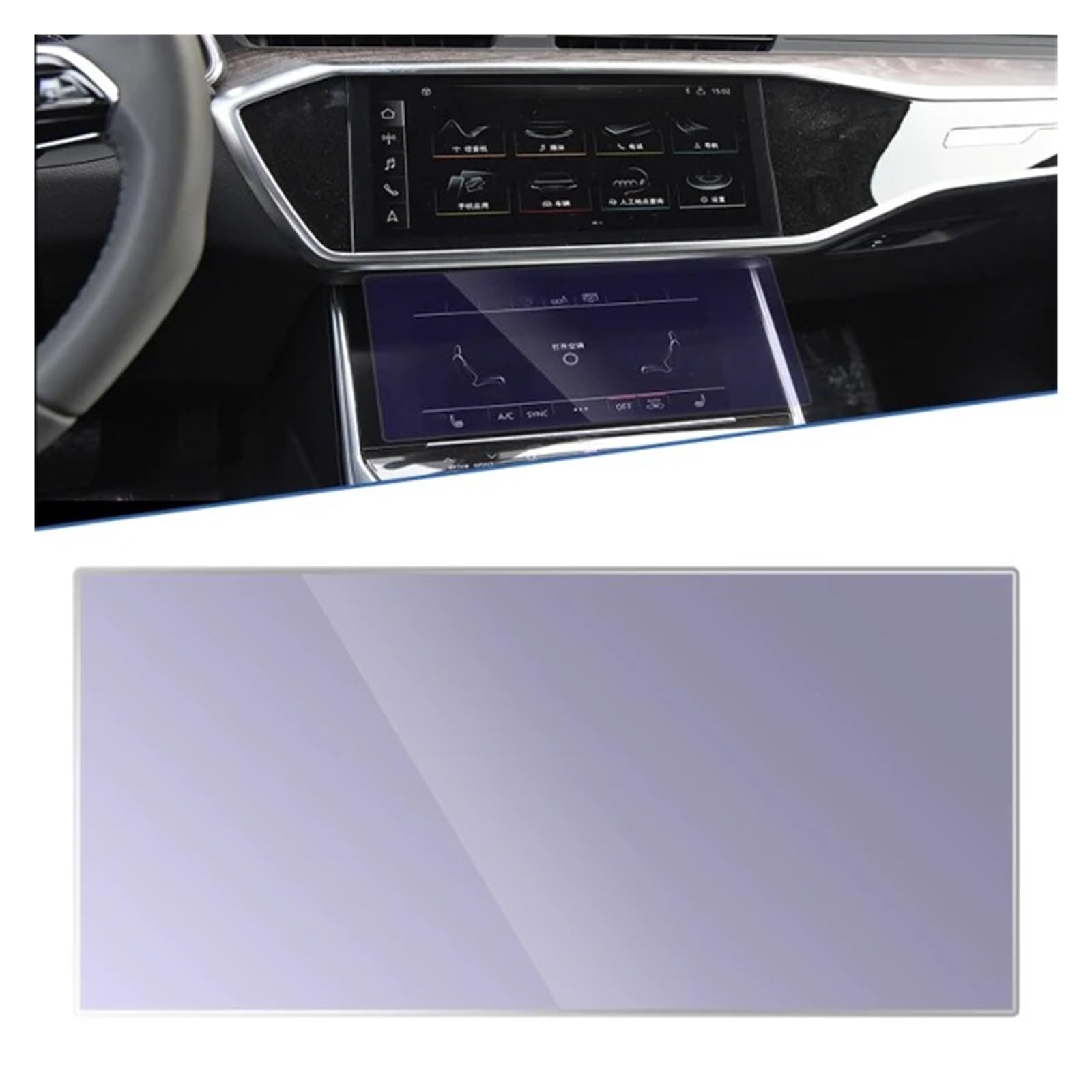 CRUBVQQ Für Audi A6 C8 4K für A7 4K8 2019 ~ 2021 Auto-Navigationsinstrument, AC-Folie, GPS-Touch, vollständiger Displayschutz, gehärtetes Glas, Zubehör, Navigation, transparenter Displayschutz von CRUBVQQ