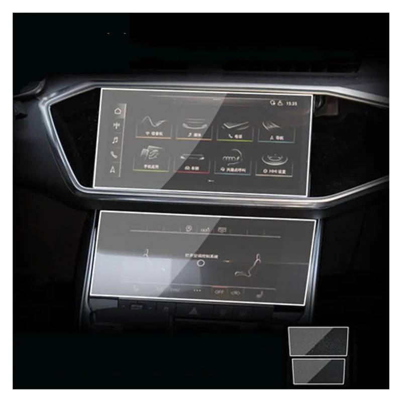 Für A6 Für A7 2019 2020 Auto-GPS-Navigations-Displayschutzfolie Auto-Innenraum-Displayschutz Zubehör Gehärteter Glasfilm Navigation Schutzfolie Aus Gehärtetem Glas(Up and down) von CRUBVQQ