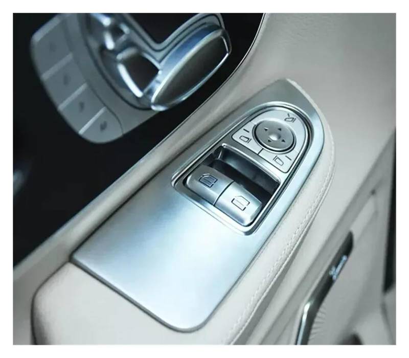 Für Benz V Klasse V260 W447 2015-2022 Auto Innen Tür Armlehne Fenster Lift-Taste Rahmen Trim Abdeckung Aufkleber Zubehör Auto Zentrale Steuerung Abdeckung Aufkleber(ABS Glassy Black) von CRUBVQQ